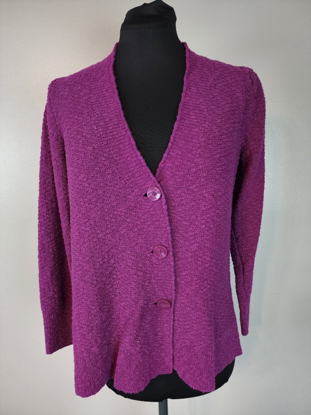 J. Jill Knit Sweater Cardigan Medium Purple Cotton Blend Button Up Whimsical